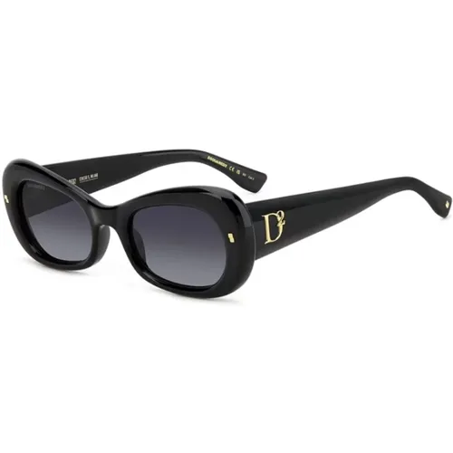 Schwarze Dunkelgraue Sonnenbrille , Damen, Größe: 52 MM - Dsquared2 - Modalova