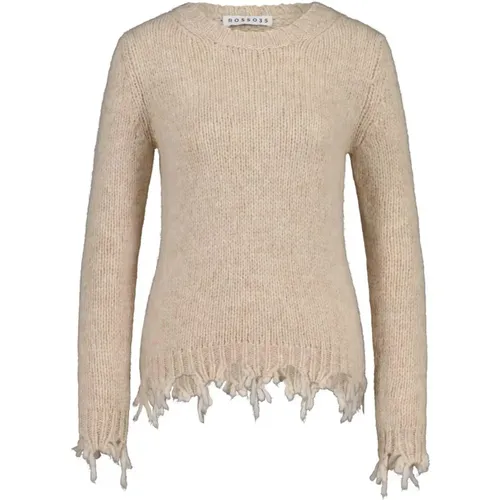 Alpaca Wool Fringed Sweater , female, Sizes: S - Rosso35 - Modalova