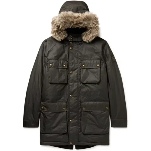 Quilted Long Sleeve Parka with Detachable Faux Leather Trim , male, Sizes: XS - Belstaff - Modalova