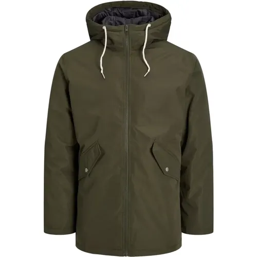 Wasserabweisende Parka Loop Jacke Zwei Taschen , Herren, Größe: M - jack & jones - Modalova