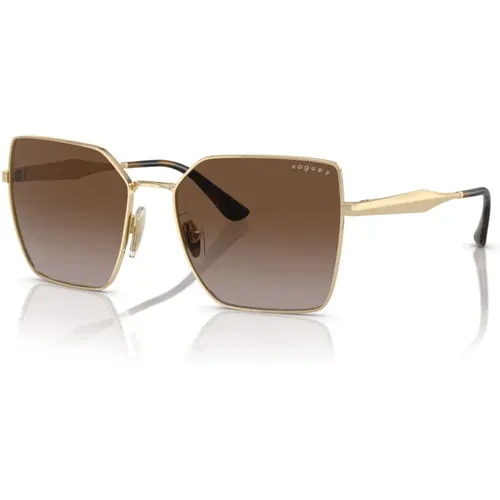 Stilvolle Sonnenbrille in Pale Gold/ Shaded , Damen, Größe: 56 MM - Vogue - Modalova