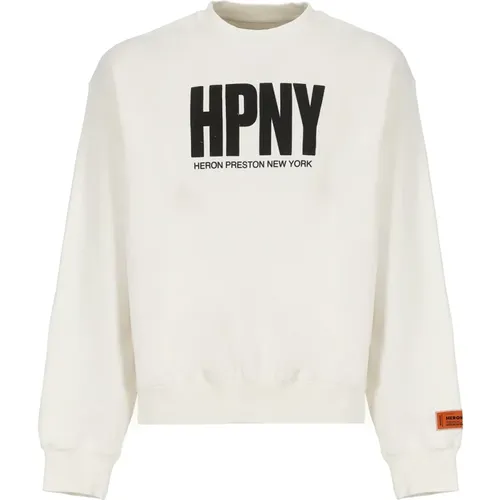 Ivory Cotton Sweater with Logo Patch , male, Sizes: XS - Heron Preston - Modalova