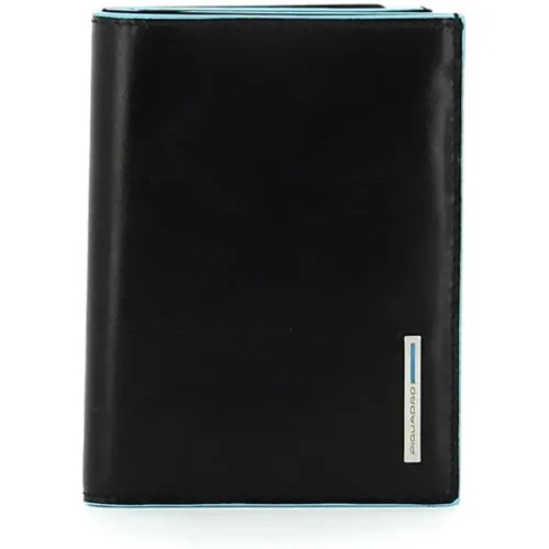 Vertical Leather Wallet Blue Square , male, Sizes: ONE SIZE - Piquadro - Modalova