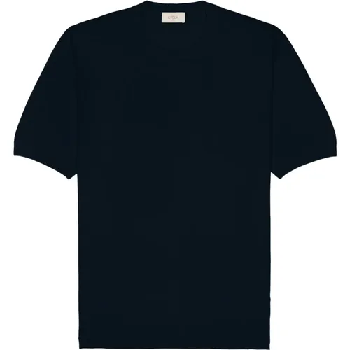 Leinen Baumwolle Marineblau T-Shirt - Altea - Modalova