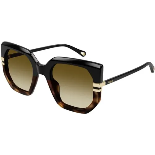 Schwarze Braune Sonnenbrille Modell 003 - Chloé - Modalova