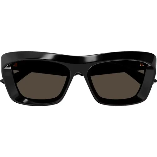 Rechteckige Sonnenbrille mit braunen Gläsern , Damen, Größe: 53 MM - Bottega Veneta - Modalova