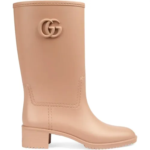 Double G Leather Boots , female, Sizes: 2 UK - Gucci - Modalova
