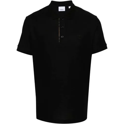 Schwarzer Polo-Kragen Pullover mit Logo-Stickerei , Herren, Größe: S - Burberry - Modalova
