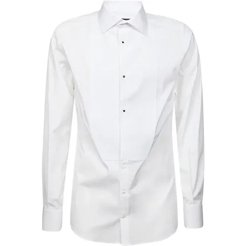 Weiße Baumwollhemd mit Plastron , Herren, Größe: XL - Dolce & Gabbana - Modalova