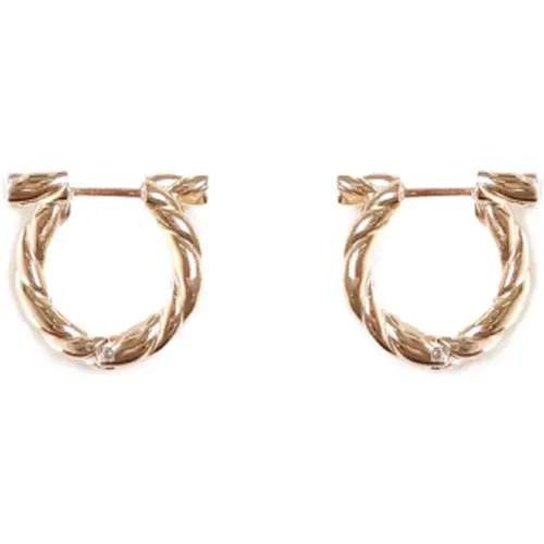 Golden Brass Double Strand Earrings , female, Sizes: ONE SIZE - Salvatore Ferragamo - Modalova