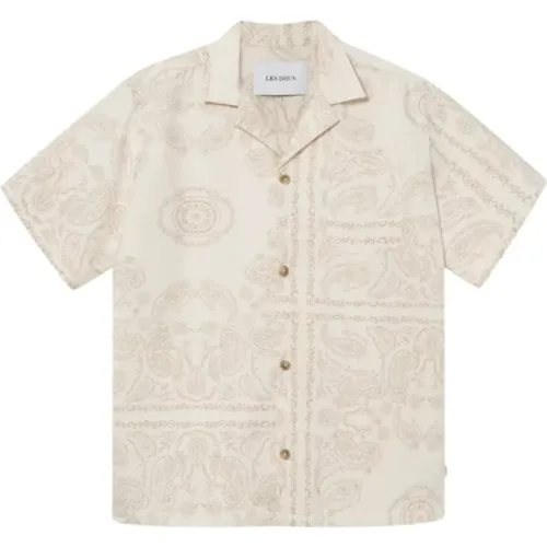 Paisley SS Shirt in Light Ivory , male, Sizes: M - Les Deux - Modalova