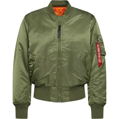 Grüne Bomberjacke mit Rippdetails , Herren, Größe: XS - alpha industries - Modalova