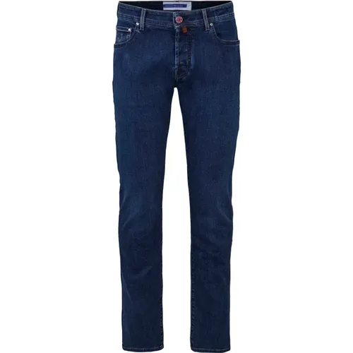 Slim Fit Denim Jeans with Embroidery and Leather Patch , male, Sizes: W33, W36 - Jacob Cohën - Modalova