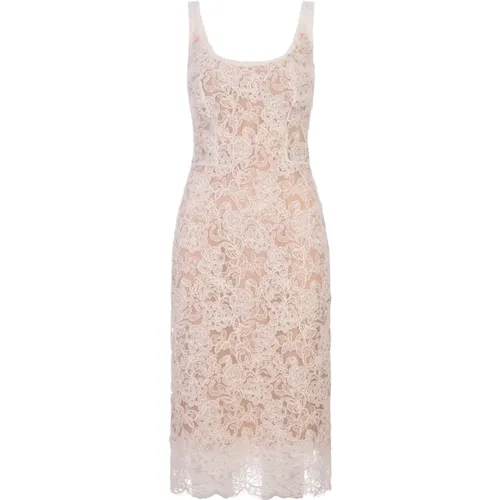 Floral Lace Sleeveless Midi Dress , female, Sizes: XS, 2XS - Ermanno Scervino - Modalova