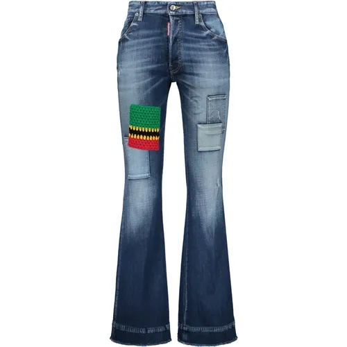 Boot-cut Jeans mit kontrastierenden Einsätzen - Dsquared2 - Modalova