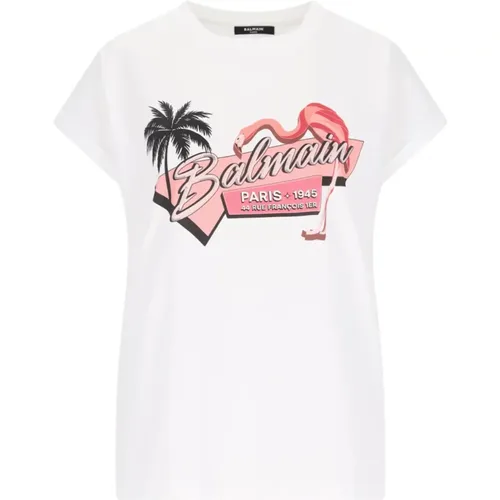 Weiße T-Shirts und Polos , Damen, Größe: L - Balmain - Modalova