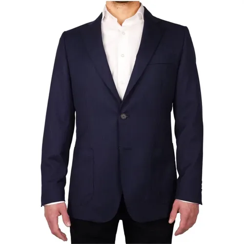 Wool Blazer with Two Buttons and Pockets , male, Sizes: L, M, 2XL, S, XL - Made in Italia - Modalova