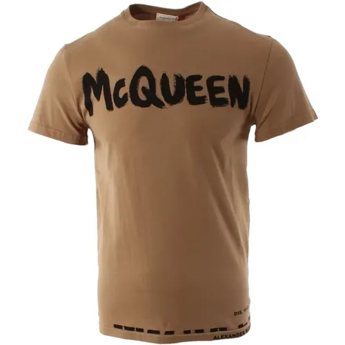 Braunes Oversized T-Shirt für Männer , Herren, Größe: 2XS - alexander mcqueen - Modalova