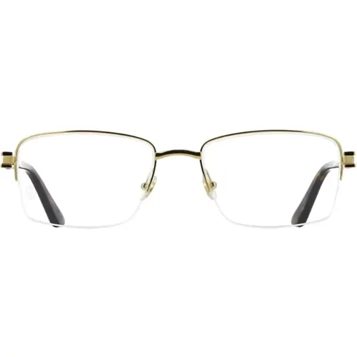 Mens Semi-Rimless Square Eyeglasses in Gold and Brown Tortoise , male, Sizes: 54 MM - Cartier - Modalova