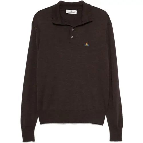 Brauner Strickpullover Hoher Kragen , Herren, Größe: L - Vivienne Westwood - Modalova