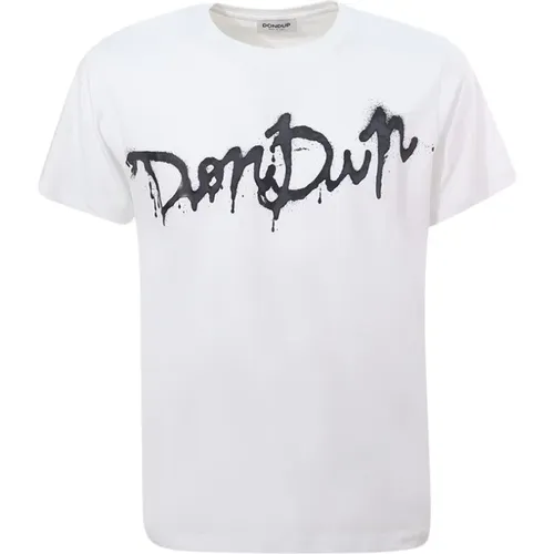 Weißes T-Shirt mit Rundhalsausschnitt und Kontrastlogo , Herren, Größe: 2XL - Dondup - Modalova