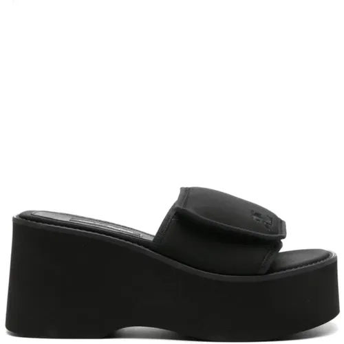 Schwarze Logo Slipper Sandalen , Damen, Größe: 39 EU - Courrèges - Modalova