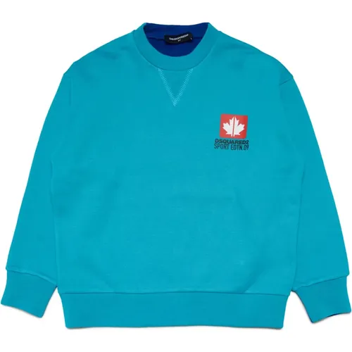 Zweifarbiger Sweatshirt mit Leaf-Grafik - Dsquared2 - Modalova