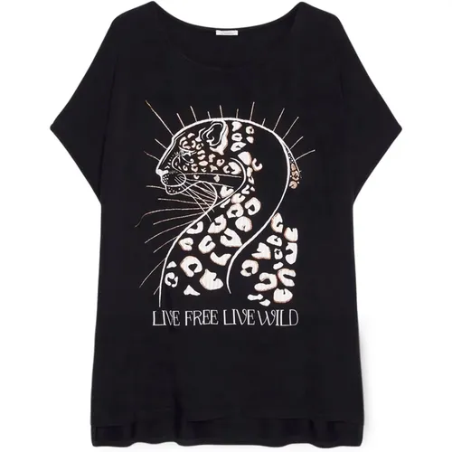 Animalier Print T-Shirt , Damen, Größe: M - Fiorella Rubino - Modalova