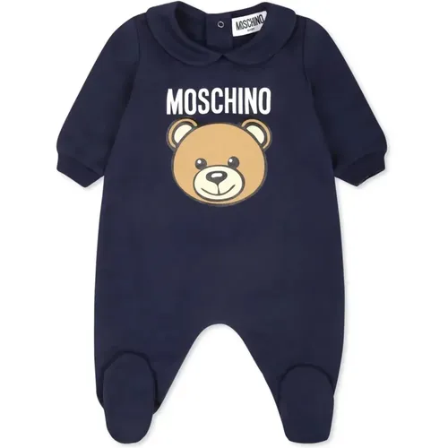 Blauer Kinder-Playsuit mit Teddybär-Print - Moschino - Modalova