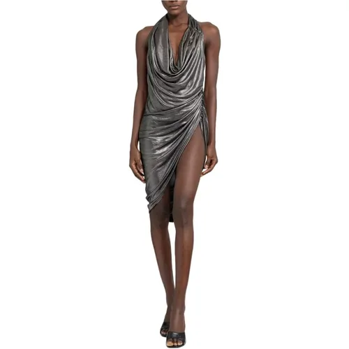 Silver Draped Dress , female, Sizes: 2XS - Atlein - Modalova