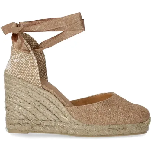 Rose Gold Canvas Wedge Espadrille , female, Sizes: 3 UK - Castañer - Modalova