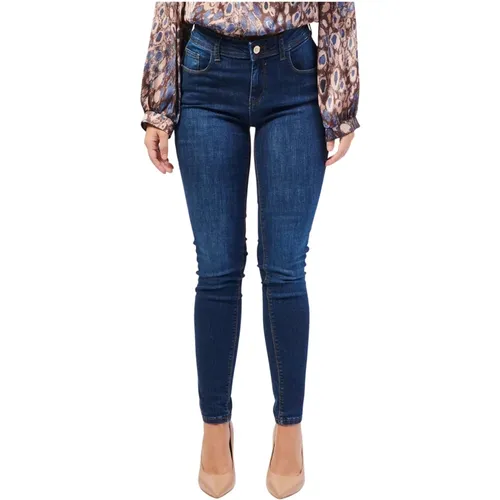 Blaue Skinny Jeans mit Hoher Taille , Damen, Größe: W29 - Gaudi - Modalova