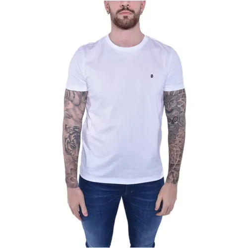 Weißes Rundhals Kurzarm T-Shirt , Herren, Größe: XL - Dondup - Modalova