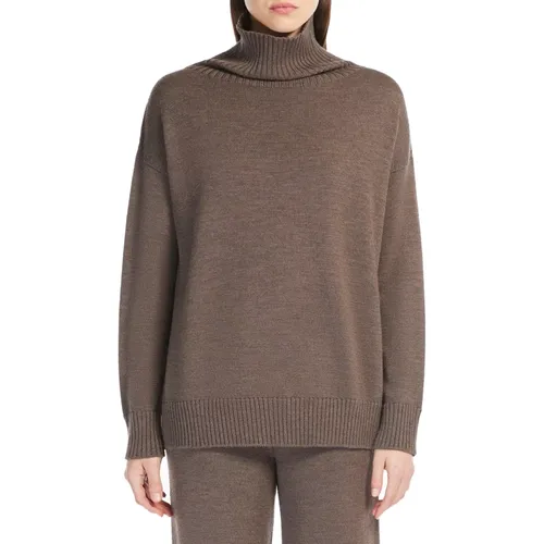 Brauner Pullover mit hohem Kragen , Damen, Größe: L - Max Mara - Modalova