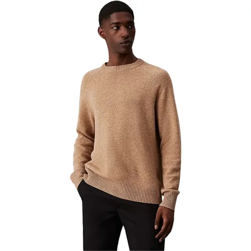 Travertine Heather Luxus Wollpullover , Herren, Größe: M - Calvin Klein - Modalova