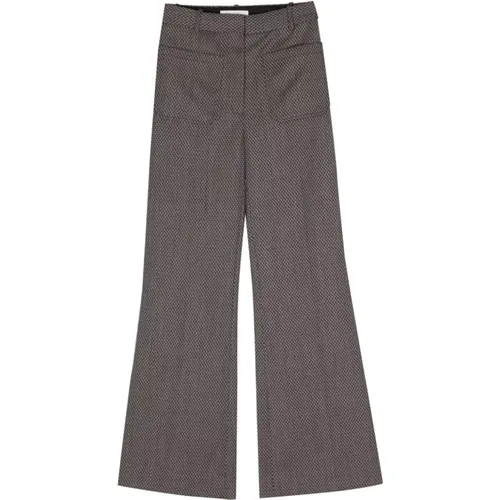 Burgundy Wide Leg Pants , female, Sizes: XS - Victoria Beckham - Modalova