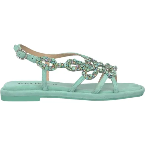 Square-toe flat sandal with buckle , female, Sizes: 6 UK, 4 UK, 5 UK, 7 UK - Alma en Pena - Modalova