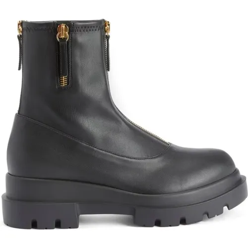 Leather Ankle Boots with Gold Metal Zips , female, Sizes: 4 UK - giuseppe zanotti - Modalova
