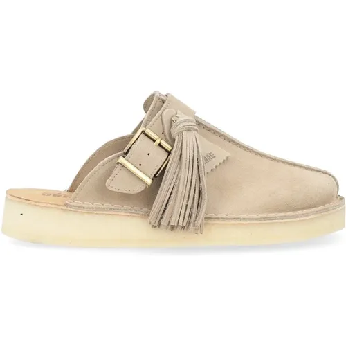 Suede Trek Mule Sand Flats , Damen, Größe: 38 EU - Clarks - Modalova