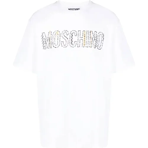 Herren T-Shirt mit Logo-Stickerei , Herren, Größe: S - Moschino - Modalova