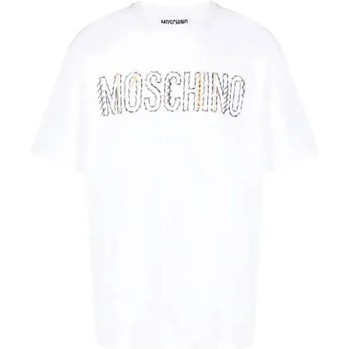 Herren T-Shirt mit Logo-Stickerei , Herren, Größe: XL - Moschino - Modalova