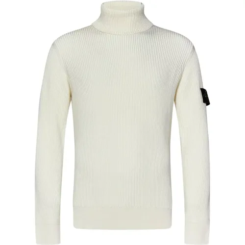 Weiße Rippstrickpullover Aw24 , Herren, Größe: M - Stone Island - Modalova