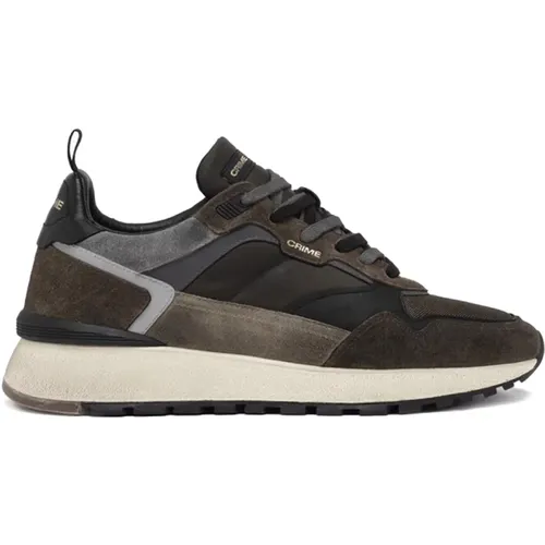 Suede Sneakers with Black Details , male, Sizes: 11 UK, 8 UK, 10 UK, 7 UK - Crime London - Modalova