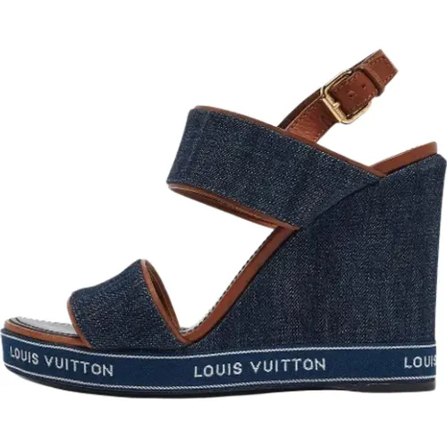 Pre-owned Denim sandals , female, Sizes: 6 1/2 UK - Louis Vuitton Vintage - Modalova