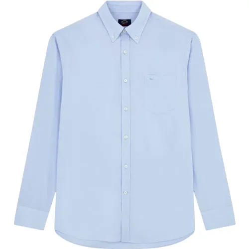 Cotton Poplin Button Down Shirt in Sky C0P3001 , male, Sizes: 3XL, 2XL, 4XL, L - PAUL & SHARK - Modalova