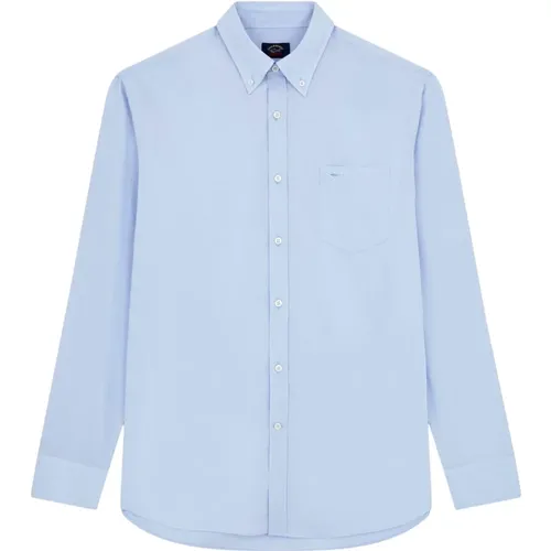 Cotton Poplin Button Down Shirt in Sky C0P3001 , male, Sizes: 3XL, 2XL, 4XL, XL, M, L - PAUL & SHARK - Modalova