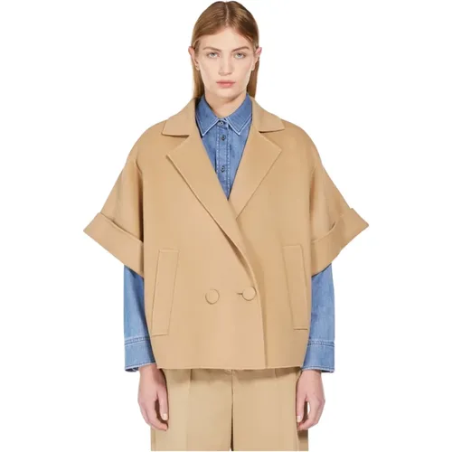 Kurzer Wollmantel mit doppelreihiger Knopfleiste , Damen, Größe: 2XS - Max Mara Weekend - Modalova