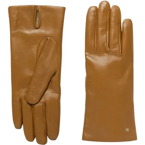 Nappa Lambskin Short Gloves Metal Monogram , female, Sizes: 7 IN, 7 1/2 IN - Max Mara - Modalova