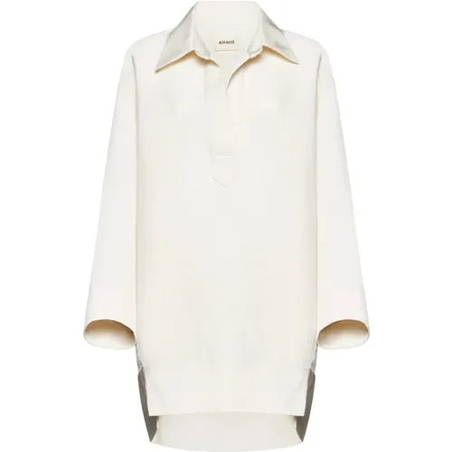 Silk Shirtdress Cream High-Low , female, Sizes: 3XL, XL - Khaite - Modalova