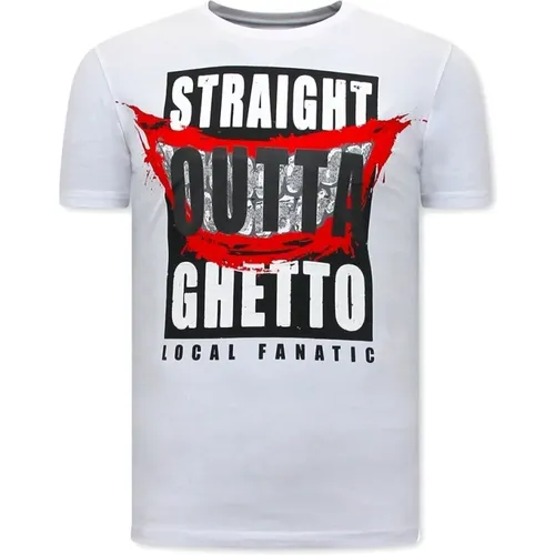 Herr T-Shirt Straight Outta Ghetto , Herren, Größe: XL - Local Fanatic - Modalova